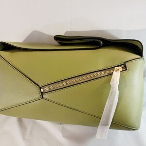 Puzzle Elegant Stylish Green Leather Women's Bag